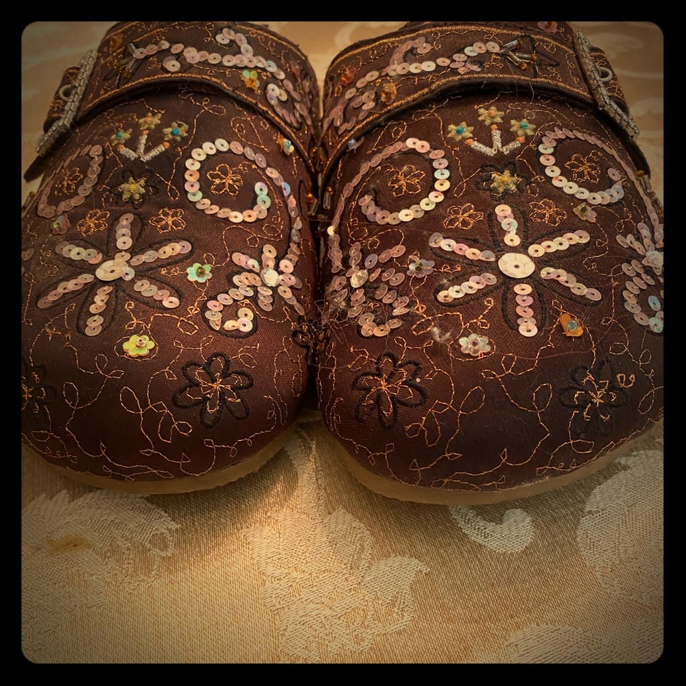 Brown loafer slides